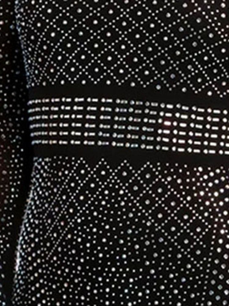 Above Knee Mesh Långärmad Geometrisk Midjaklänning