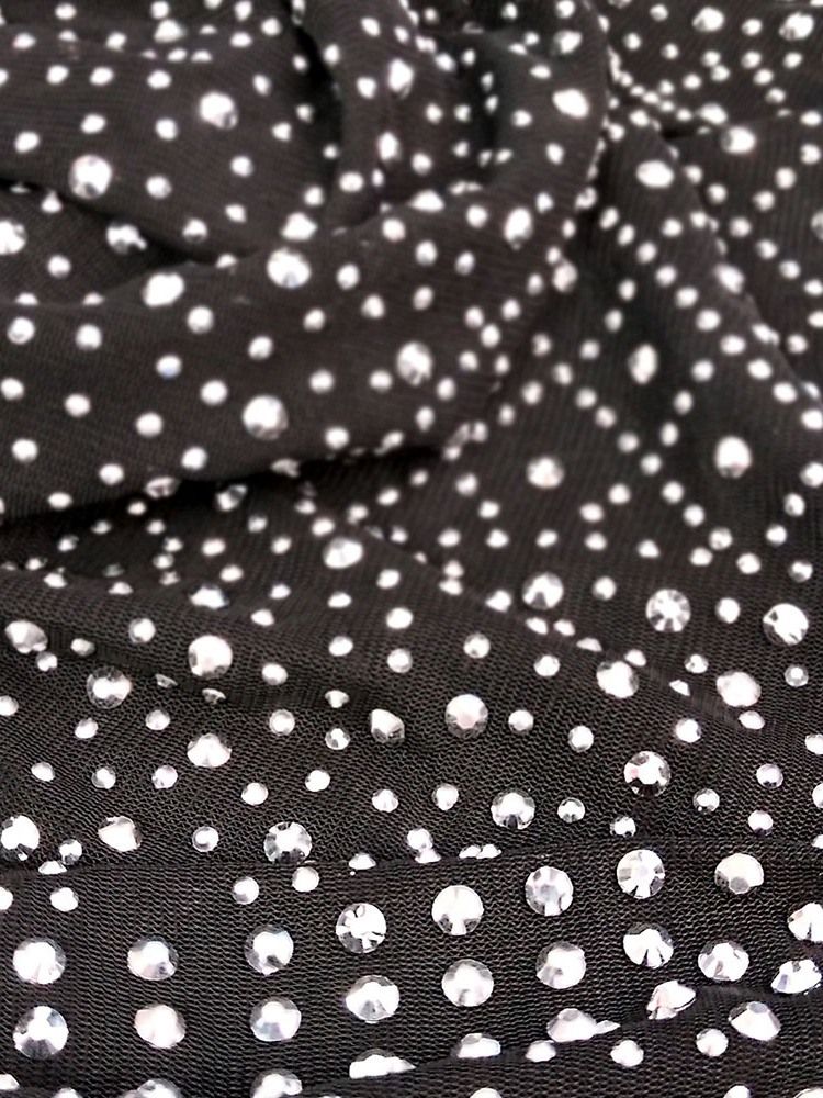 Above Knee Mesh Långärmad Geometrisk Midjaklänning