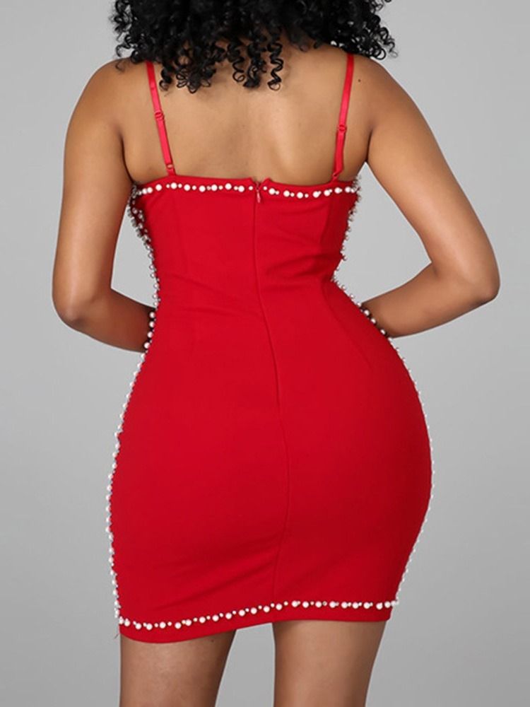 Ärmlös Above Knee Mesh Mid Waist Fashion Bodycon Klänning