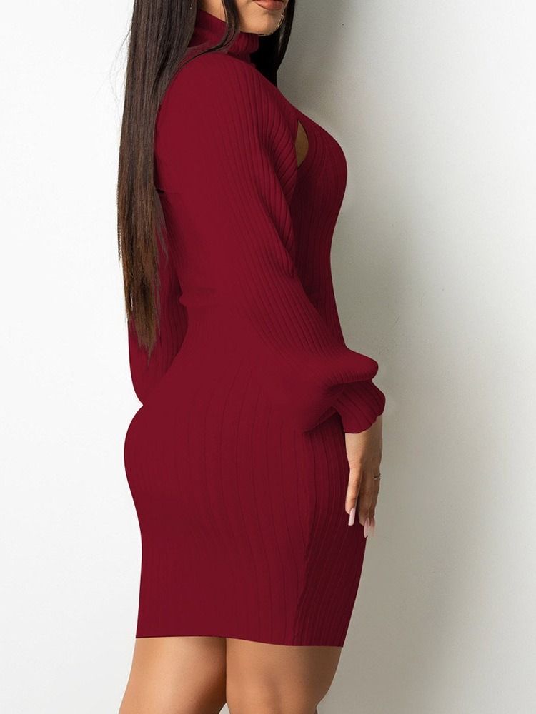 Ärmlös Above Knee Plain Bodycon Klänning