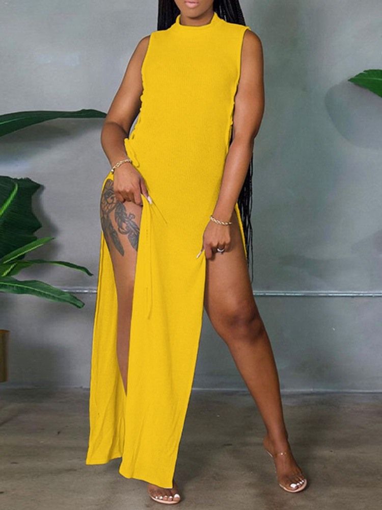Ärmlös Ankellång Asymmetrisk Bodycon-Klänning Med Mitten Av Midjan