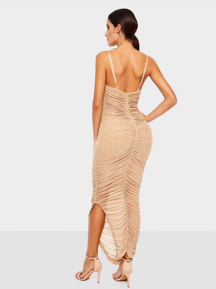 Ärmlös Delad Mid-Kalv Enkel Bodycon Klänning För Kvinnor