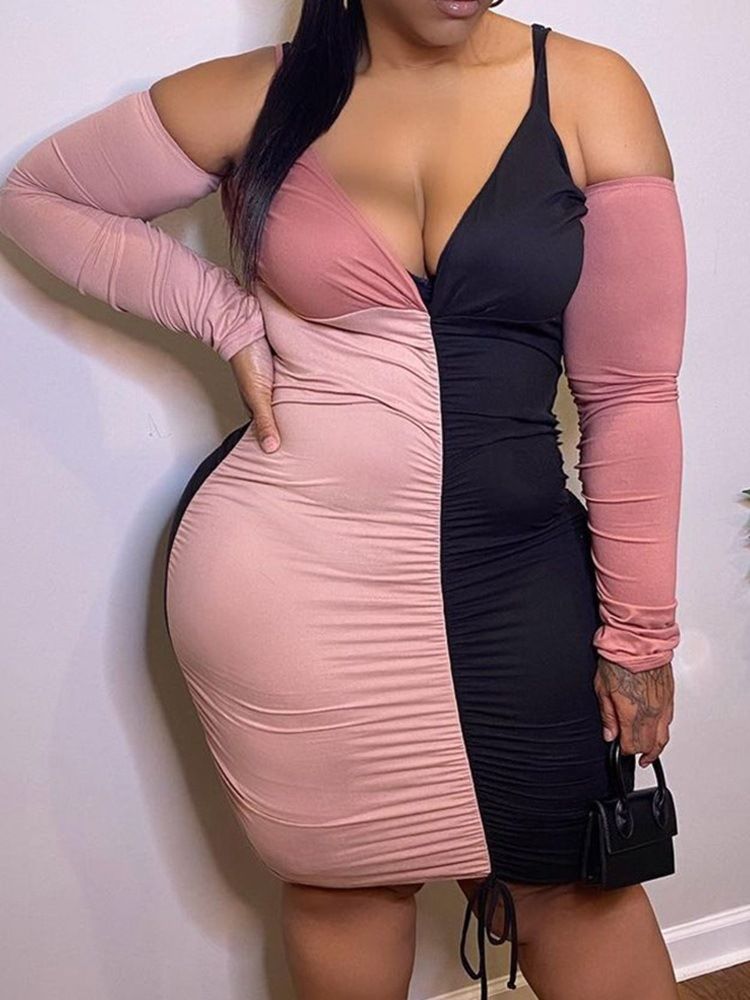 Ärmlös Golvlång V-Ringad Tröja Fashion Bodycon Klänning
