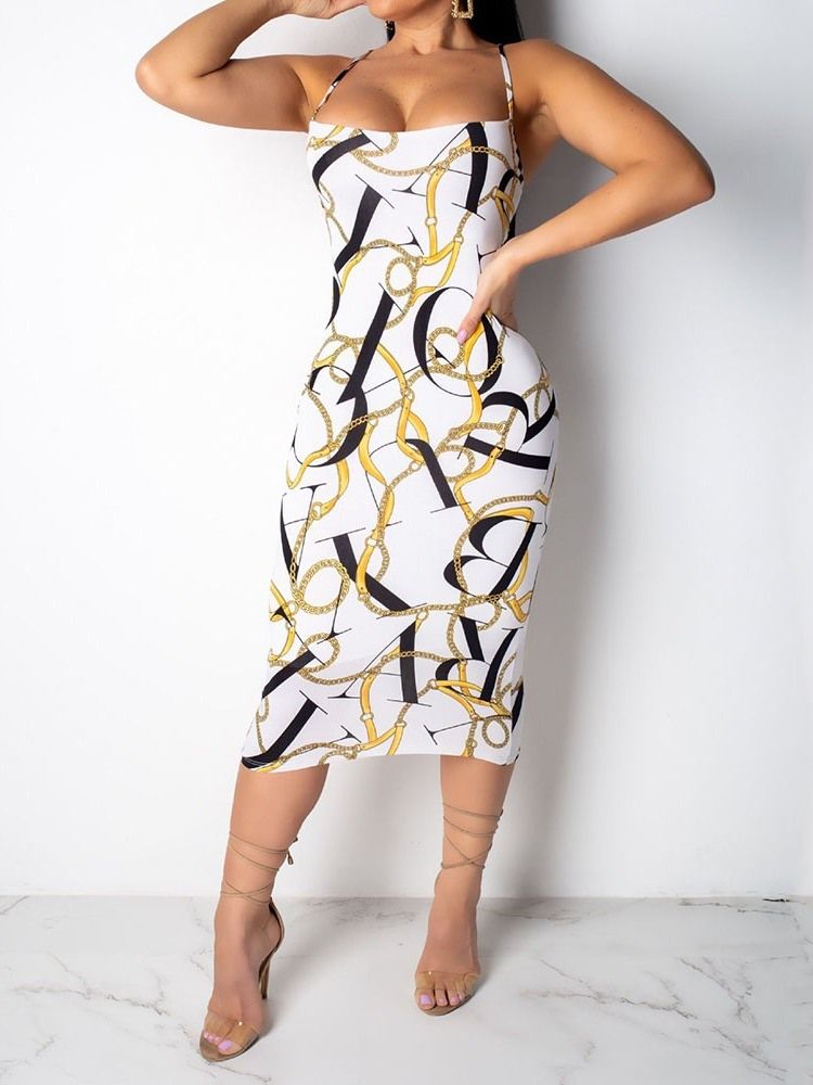 Ärmlös Mid-Calf Backless Sexig Pullover Bodycon Klänning