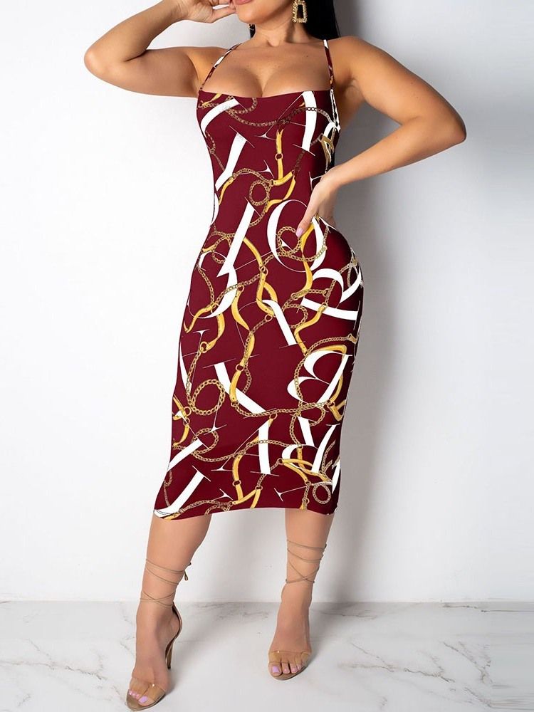 Ärmlös Mid-Calf Backless Sexig Pullover Bodycon Klänning