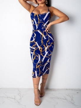 Ärmlös Mid-Calf Backless Sexig Pullover Bodycon Klänning
