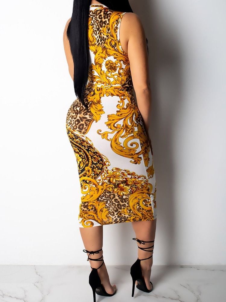 Ärmlös Spetsad Mid-Kalv Sexig Bodycon-Klänning