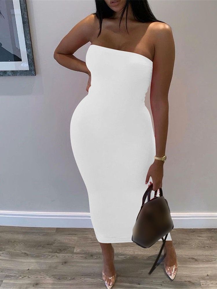 Ärmlös Tröja Med Mitten Av Kalven Mode Bodycon Klänning