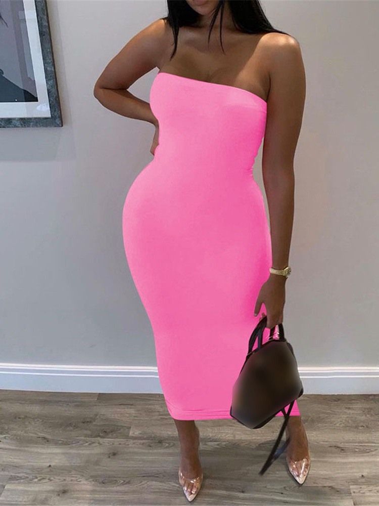 Ärmlös Tröja Med Mitten Av Kalven Mode Bodycon Klänning