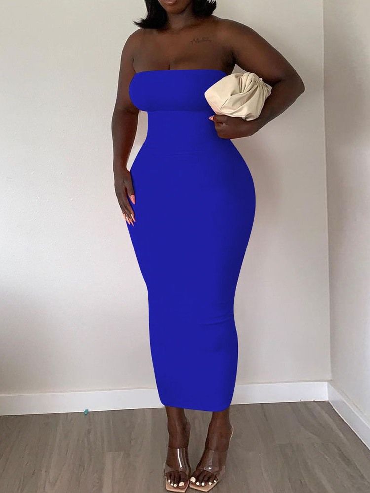 Ärmlös Tröja Med Mitten Av Kalven Mode Bodycon Klänning