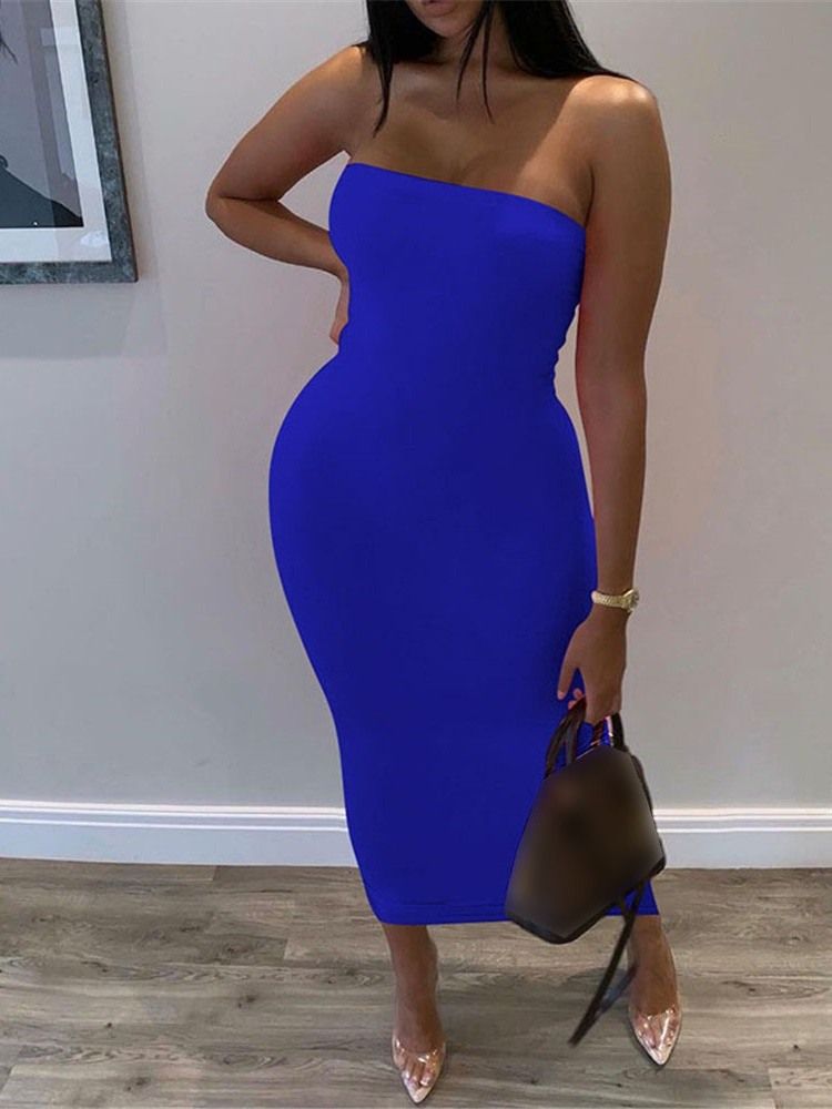 Ärmlös Tröja Med Mitten Av Kalven Mode Bodycon Klänning