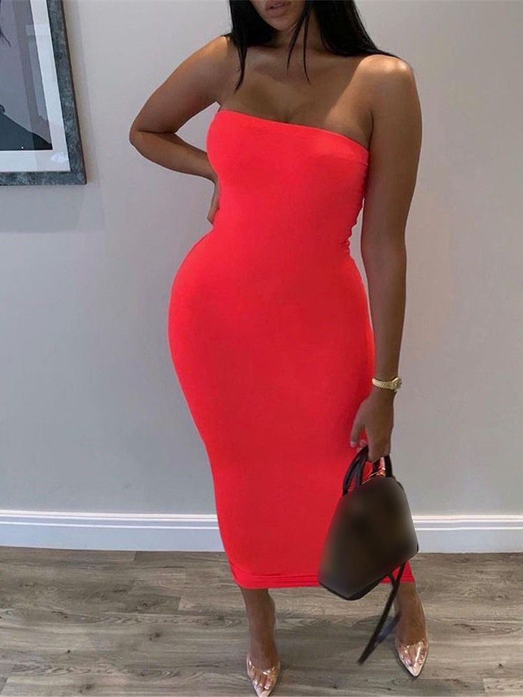 Ärmlös Tröja Med Mitten Av Kalven Mode Bodycon Klänning