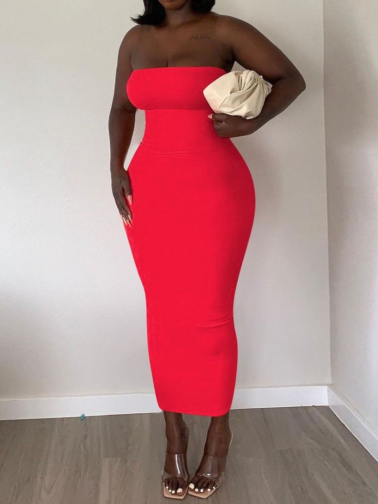 Ärmlös Tröja Med Mitten Av Kalven Mode Bodycon Klänning