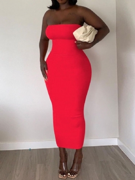 Ärmlös Tröja Med Mitten Av Kalven Mode Bodycon Klänning