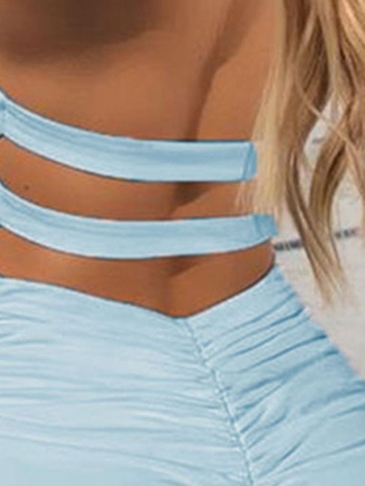 Ärmlös V-Ringad Lace-Up Halter Sexig Bodycon Klänning
