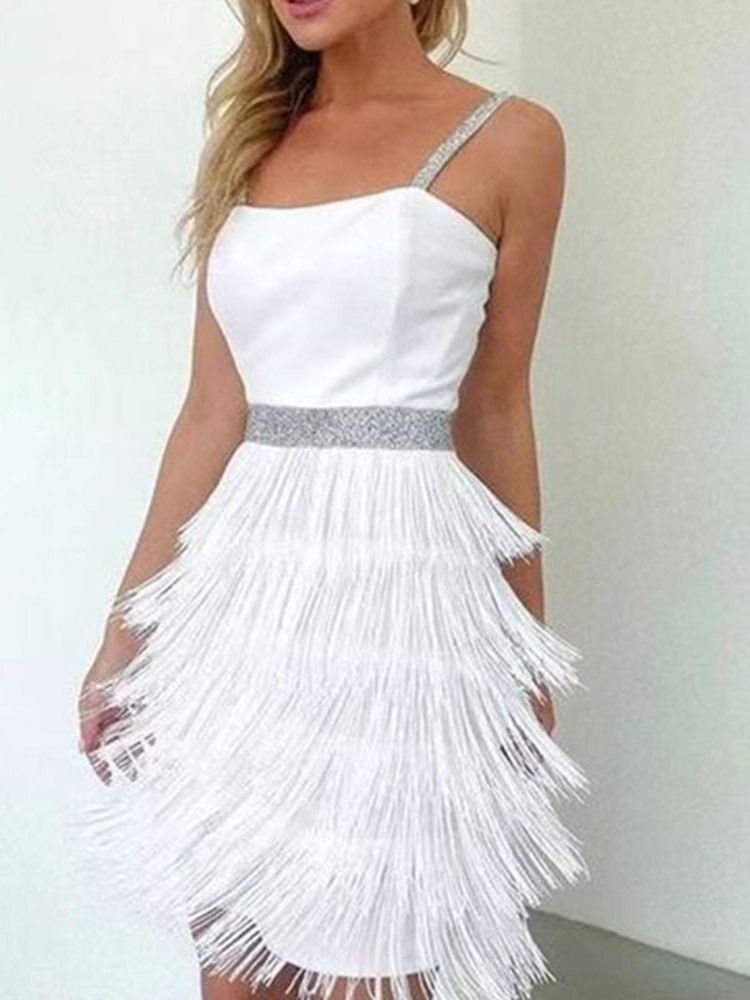Ärmlösa Paljetter Above Knee Sommar Fashion Bodycon Klänning