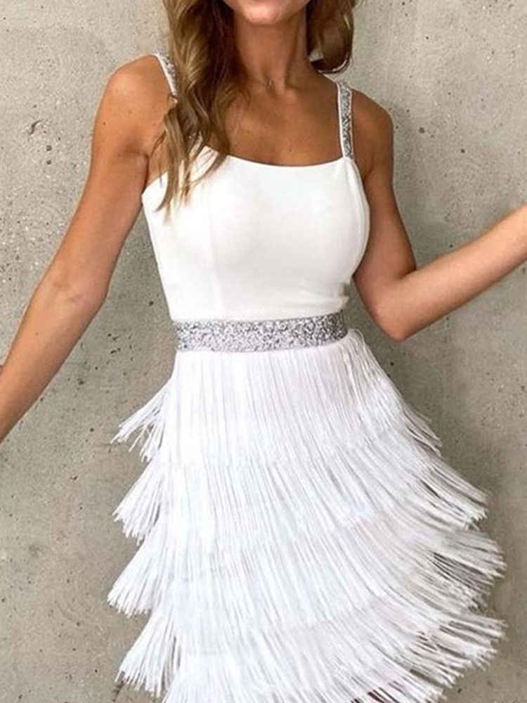 Ärmlösa Paljetter Above Knee Sommar Fashion Bodycon Klänning