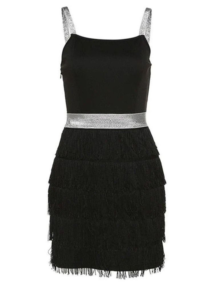 Ärmlösa Paljetter Above Knee Sommar Fashion Bodycon Klänning