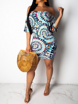 African Fashion Off Shoulder Half Sleeve Bodycon Klänning