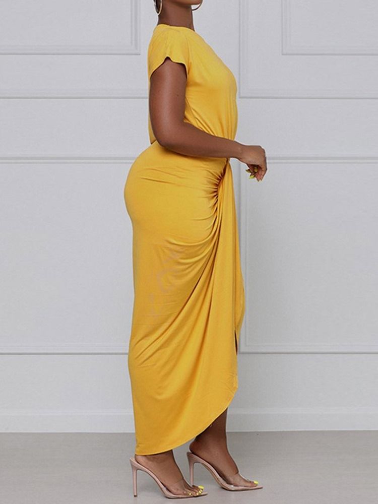 Ankellång Asymmetrisk Trekvartsärm Sexig Vanlig Bodycon-Klänning