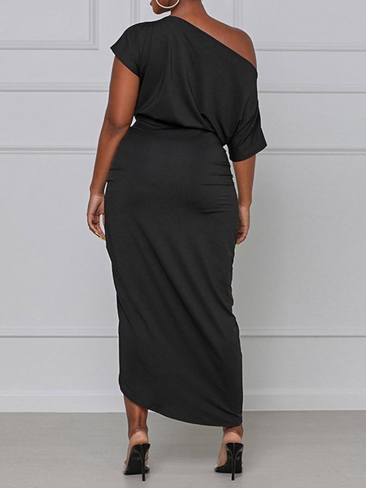 Ankellång Asymmetrisk Trekvartsärm Sexig Vanlig Bodycon-Klänning