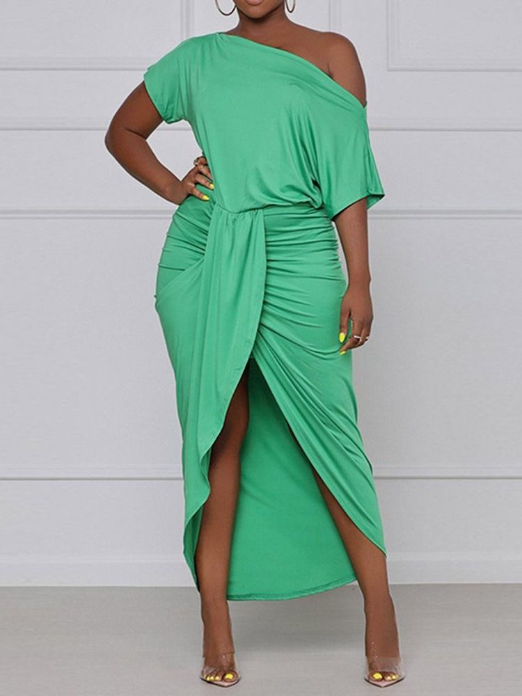 Ankellång Asymmetrisk Trekvartsärm Sexig Vanlig Bodycon-Klänning