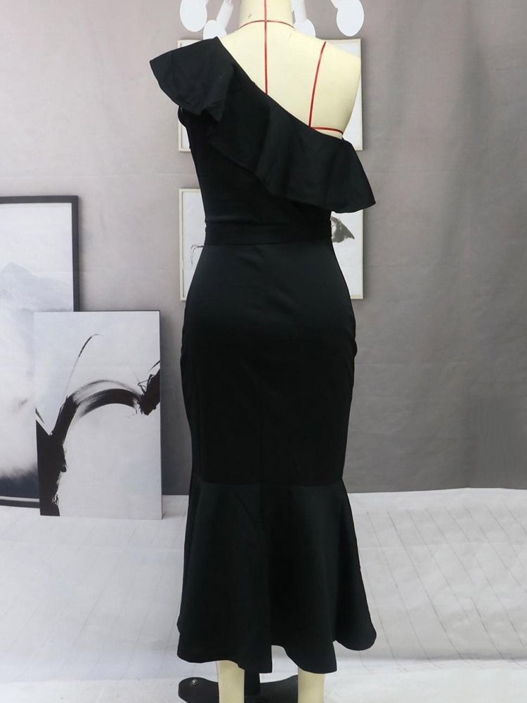 Asymmetrisk Kepsärm Snedkrage Mermaid Plain Bodycon Klänning