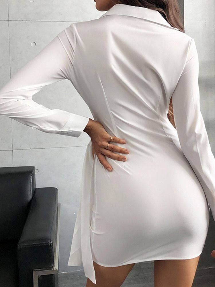 Asymmetrisk Långärmad Ovanför Knä Asymmetrisk Vanlig Bodycon-Klänning
