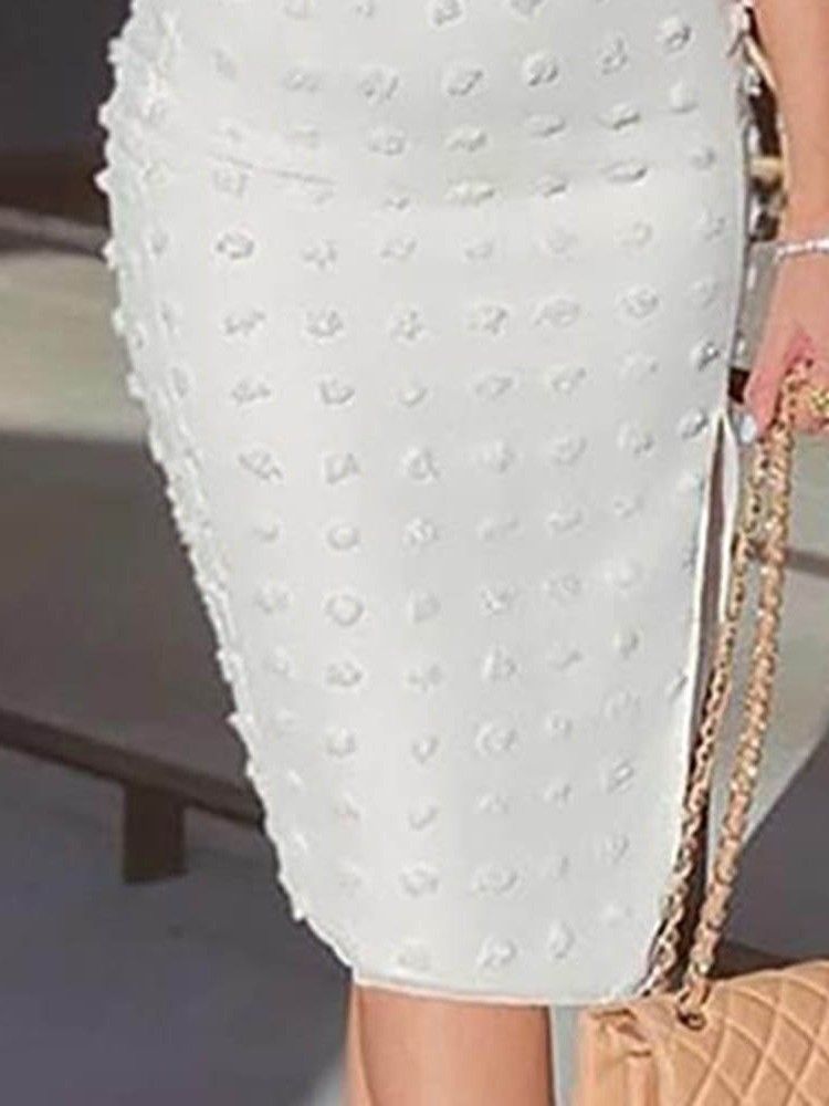 Asymmetrisk Nine Points Sleeve Sned Collar Bodycon One Shoulder Klänning
