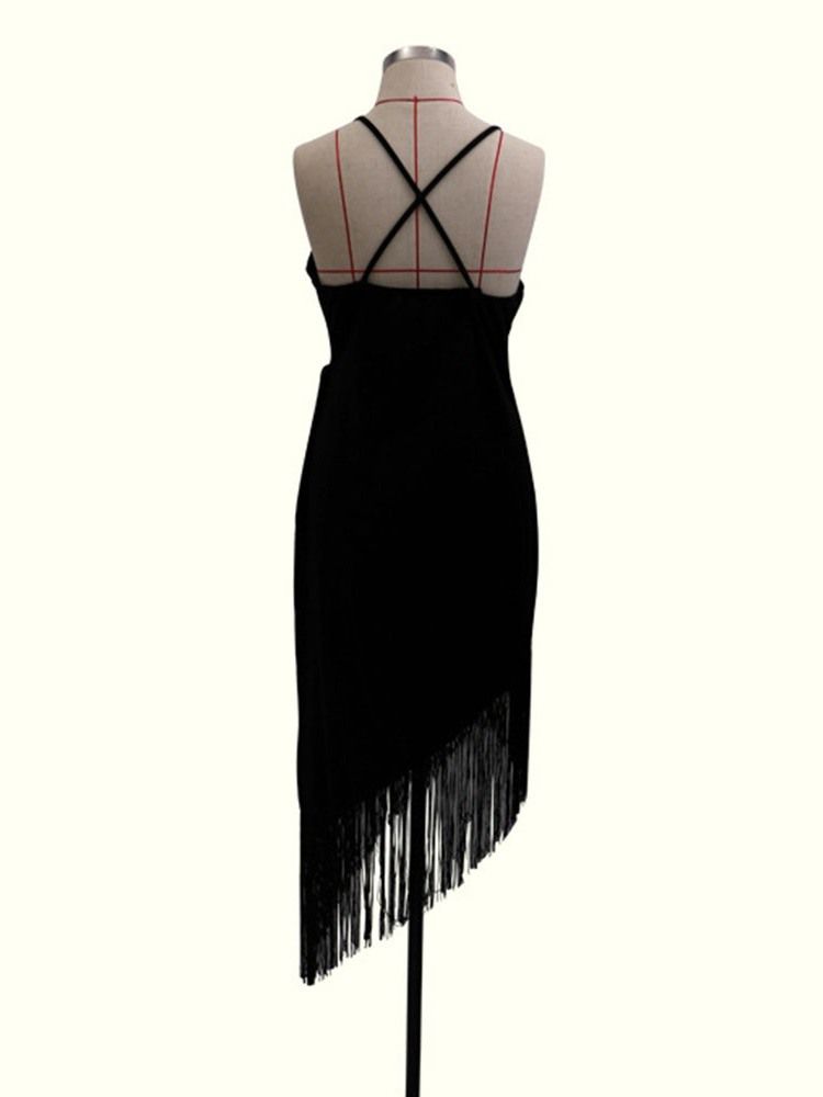 Asymmetrisk V-Hals Ankellång Medellång Midja Western Bodycon-Klänning