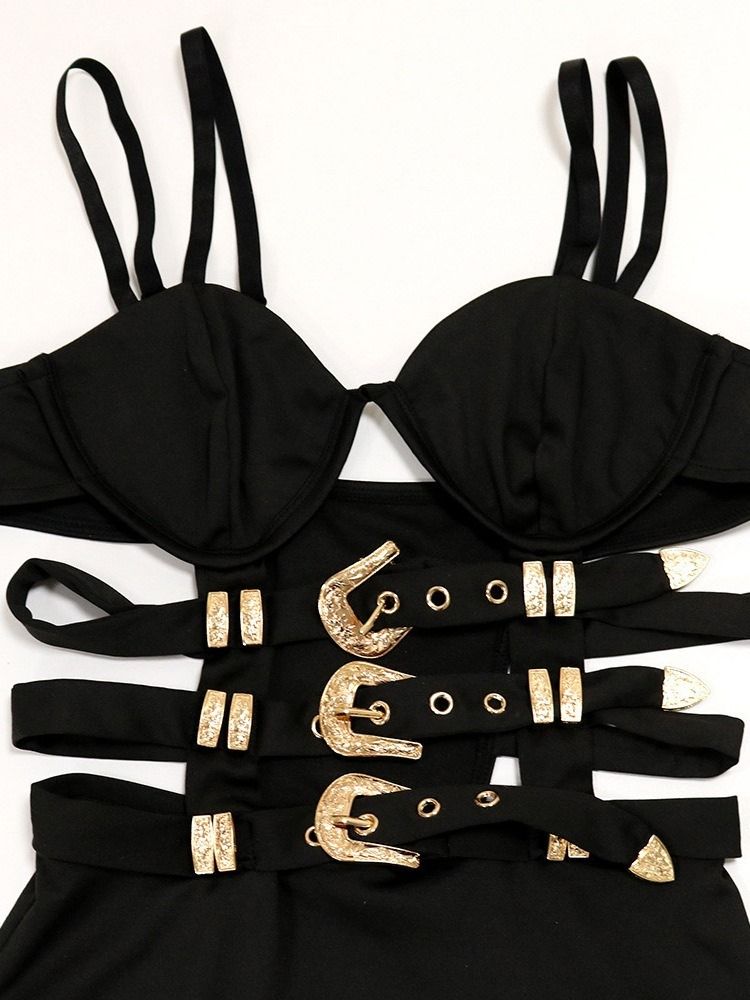 Backless Knälång Ärmlös Spaghetti Strap Fashion Bodycon Klänning