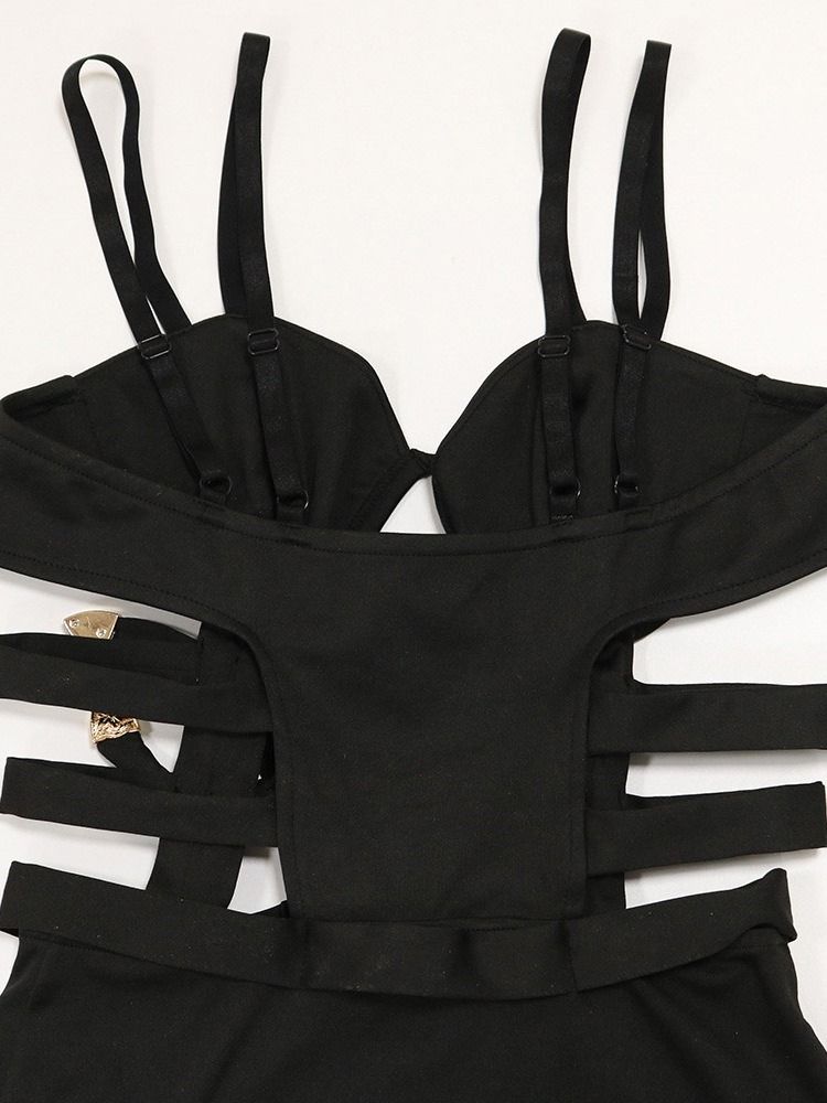 Backless Knälång Ärmlös Spaghetti Strap Fashion Bodycon Klänning