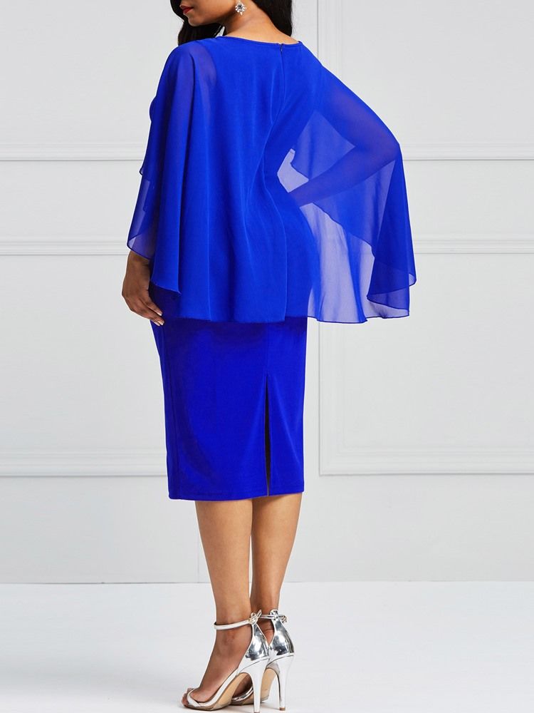 Bodycon Mid-Calf Batwing Sleeve Damklänning
