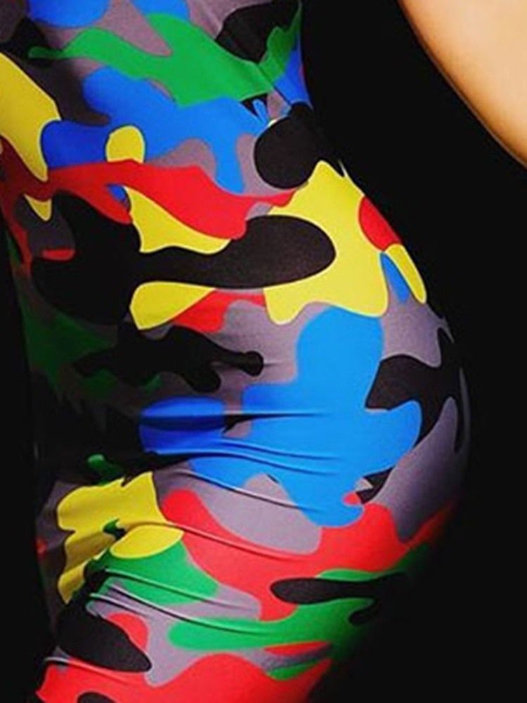 Camouflage Above Knee Ärmlös Slida Sexig Klänning