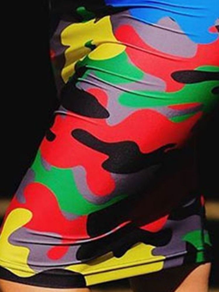 Camouflage Above Knee Ärmlös Slida Sexig Klänning