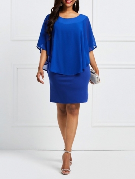 Dubbellagers Batwing Sleeve Pullover Bodycon Klänning