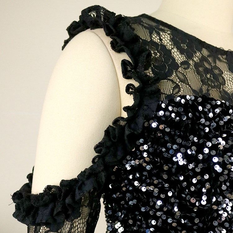Genomskinlig Mid-Kalv Rund Hals Enkel Hög Midja Bodycon Klänning