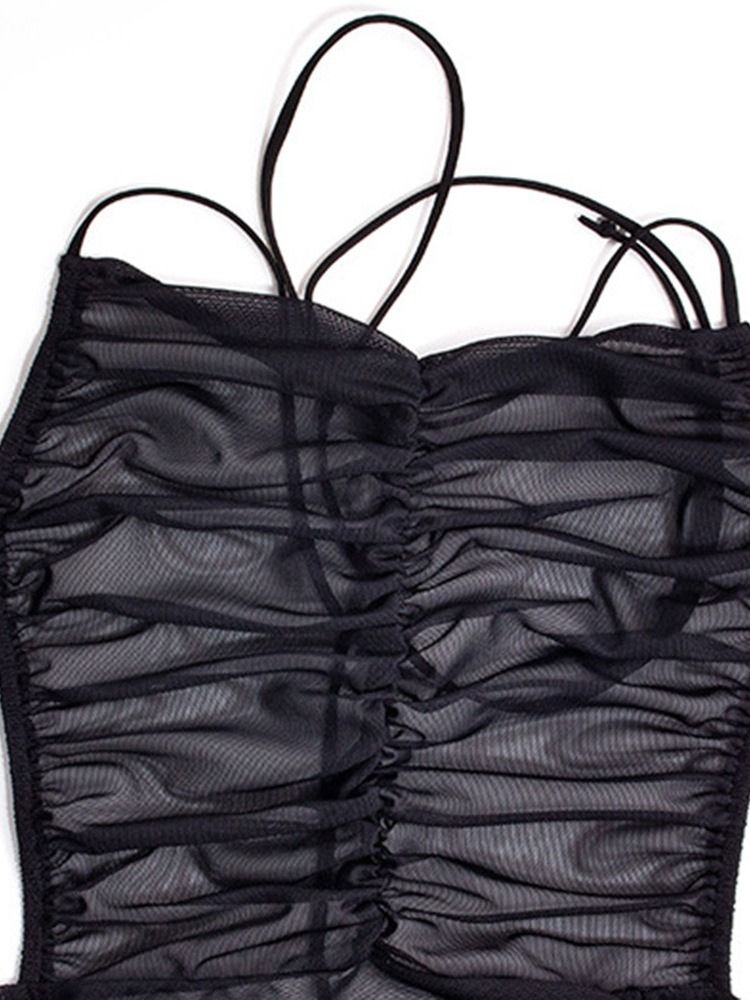 Golvlängd Med Snörning Ärmlös Enfärgad Bodycon-Klänning