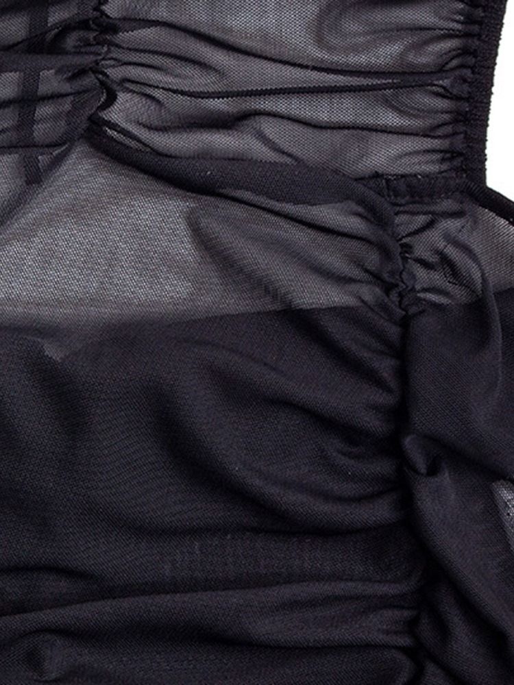 Golvlängd Med Snörning Ärmlös Enfärgad Bodycon-Klänning