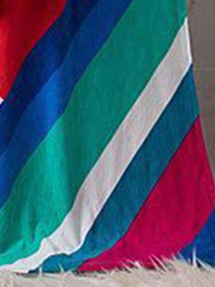 Golvlång Ärmlös Split Strapless Stripe Klänning