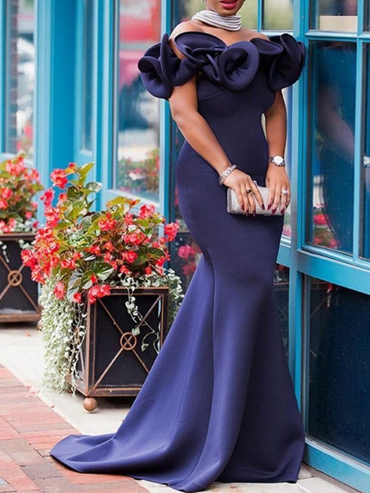 Golvlång Kortärmad Asymmetrisk Tröja Fashion Bodycon Klänning