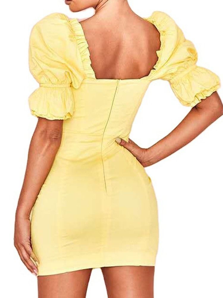 Halv Ärm Ovanför Knä Mode Vanlig Bodycon Klänning