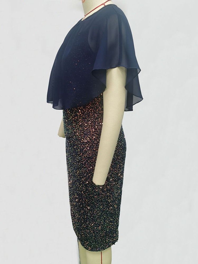 Halv Ärm Rund Hals Falbala Spaghetti Strap Western Bodycon Klänning