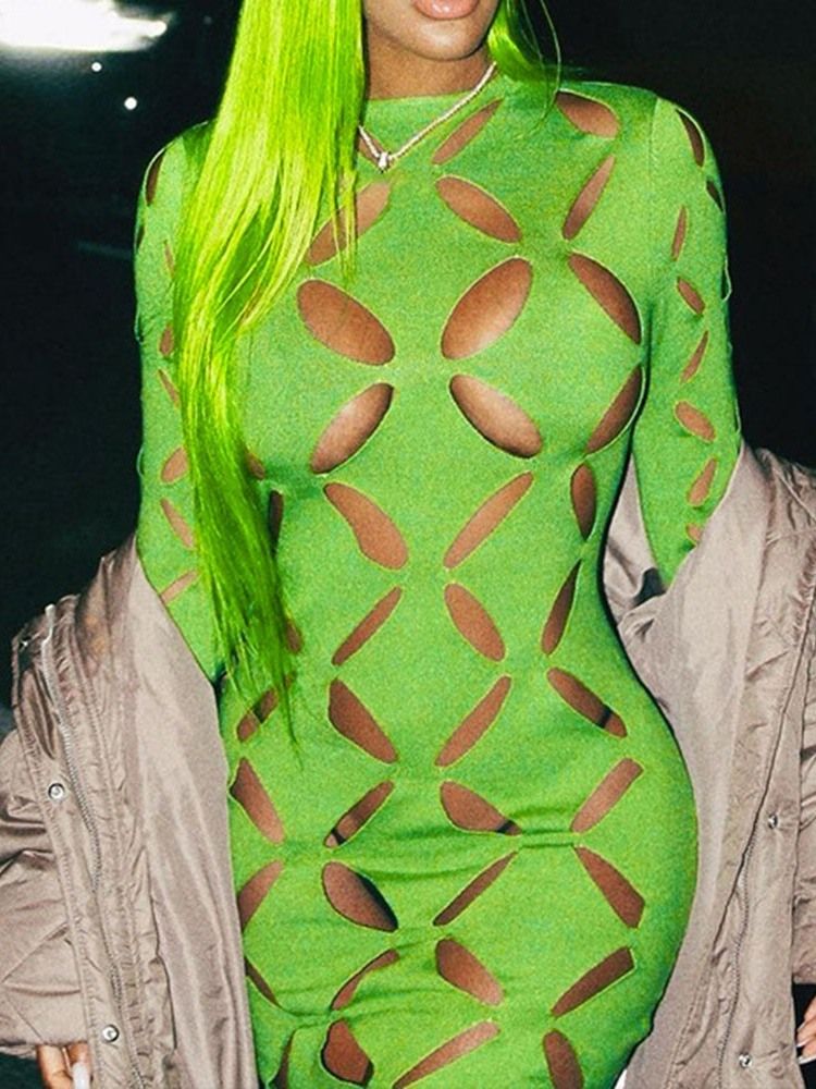 Ihålig Rund Hals Ovanför Knä Fall Western Bodycon Klänning