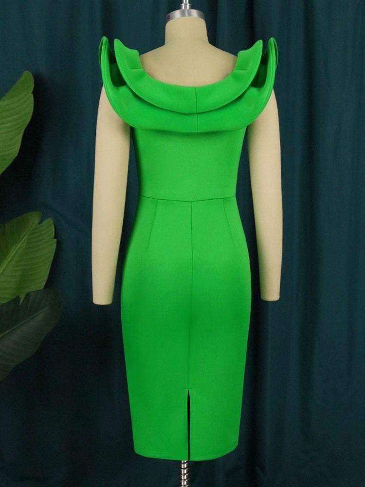 Kepsärm Falbala Knälång Tröja Office Lady Bodycon Klänning