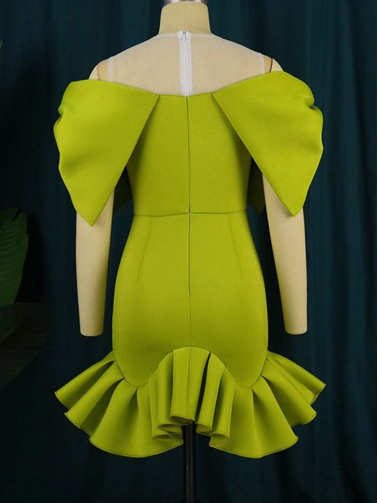 Knälång Bowknot Kortärmad Pullover Mermaid Bodycon Klänning