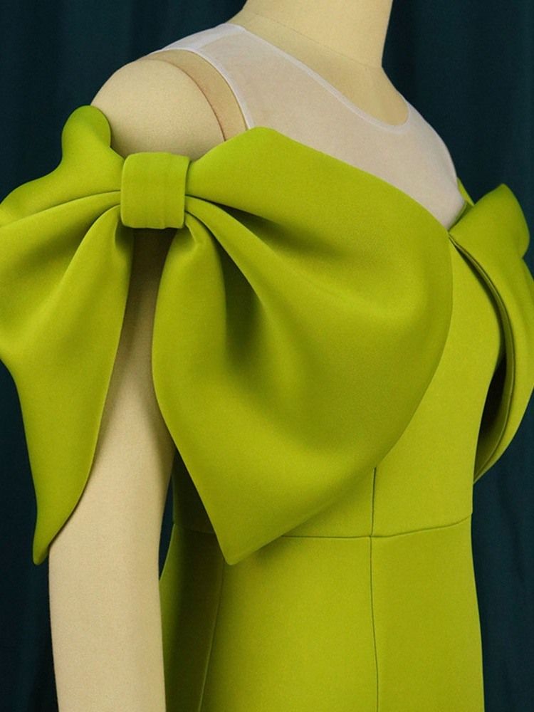 Knälång Bowknot Kortärmad Pullover Mermaid Bodycon Klänning
