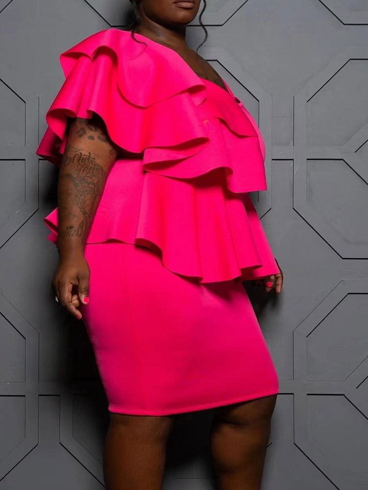 Kortärmad Asymmetrisk Knälång Bodycon Modeklänning