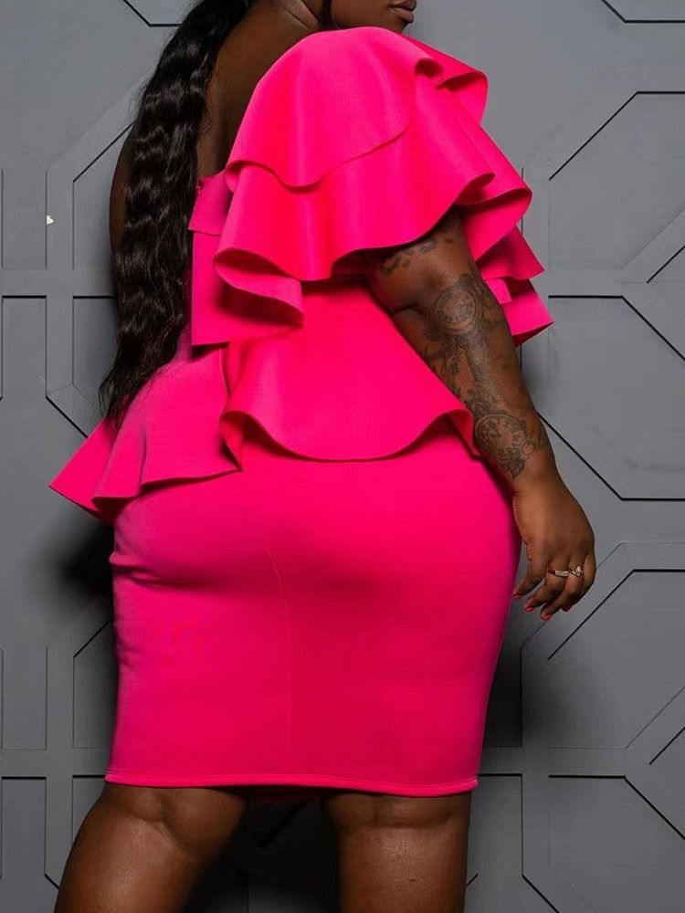 Kortärmad Asymmetrisk Knälång Bodycon Modeklänning