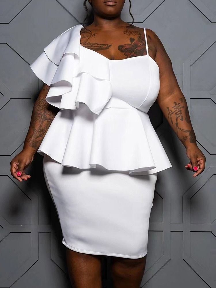 Kortärmad Asymmetrisk Knälång Bodycon Modeklänning